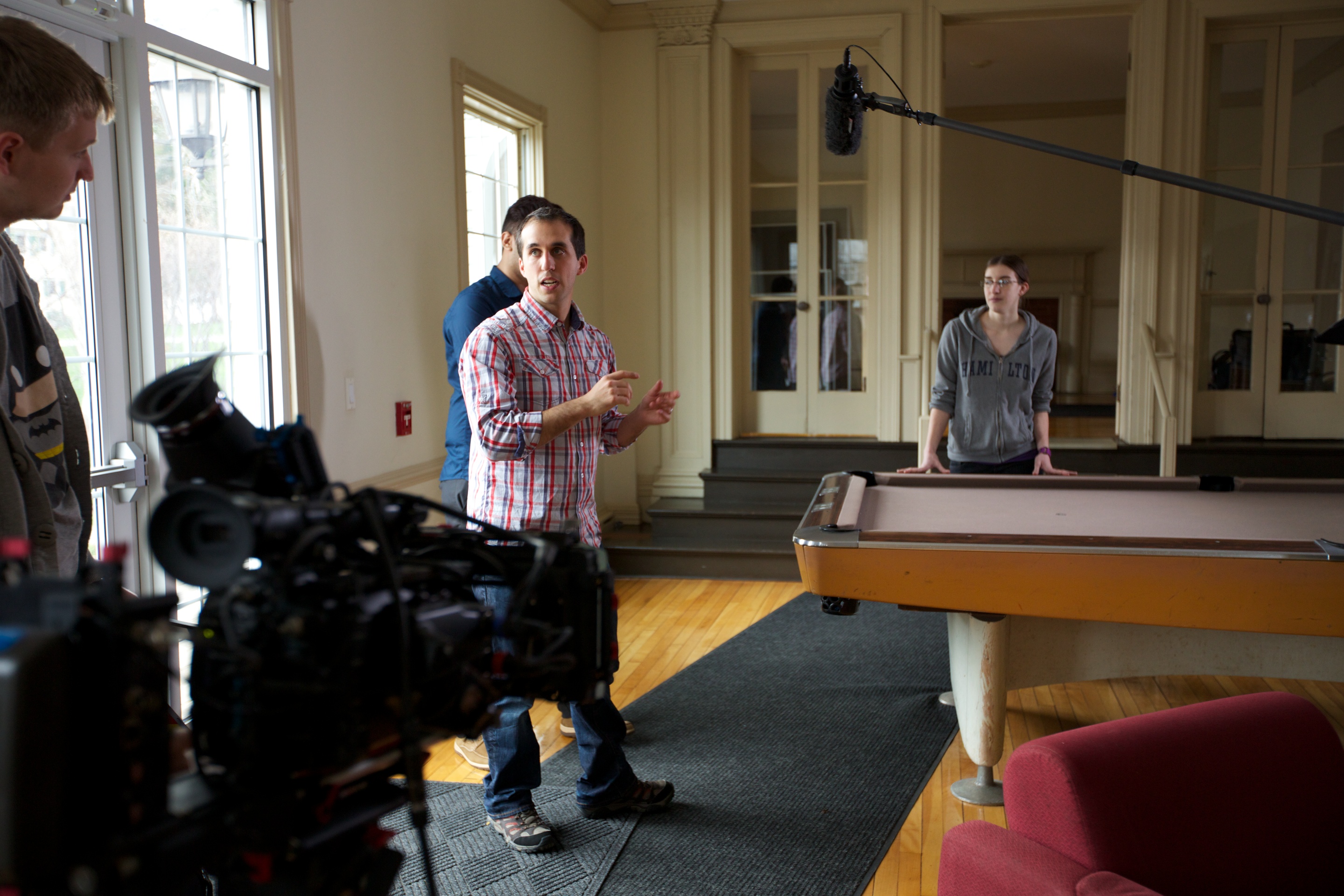 Filmmaking workshop participants in Bristol Campus Center.